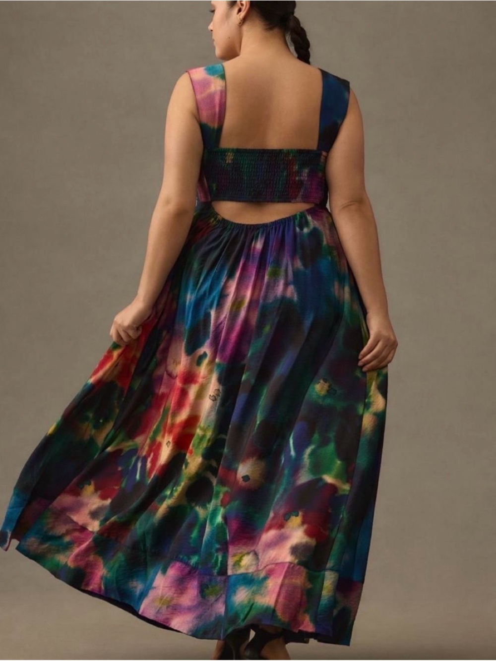 Anthropologie Multicolor Watercolor V-Neck Maxi Dress Size 2X - Picture 6 of 8